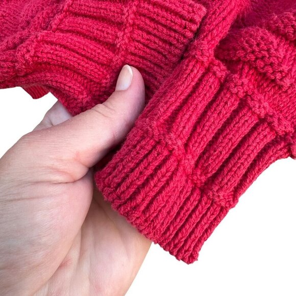 Private Club Vintage Mens Red Crew Neck Preppy Geometric Knit Grandpa Sweater L - Picture 3 of 9